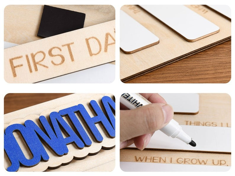 sign name custom School season double-layer wood first day of school commemorative board