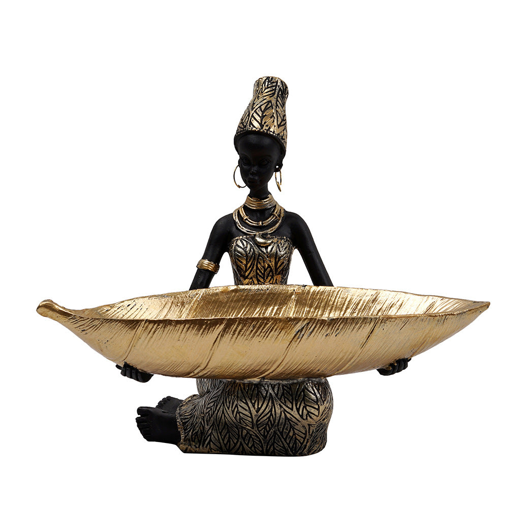 African black woman fruit plate resin home fruit plate ornament Thai style desktop storage ornament