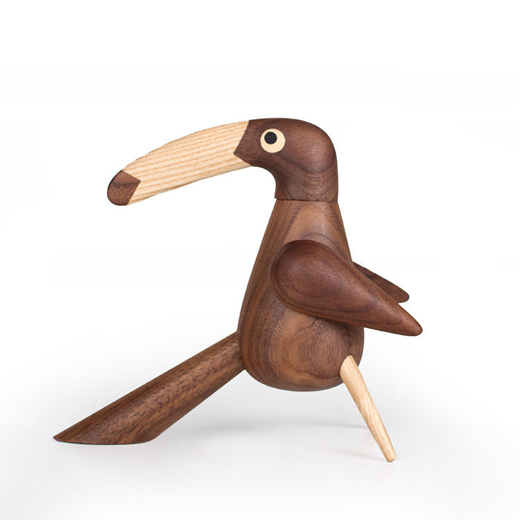 Nordic puppet model house toucan creative home gift walnut hornbill wooden bird ornament wholesale