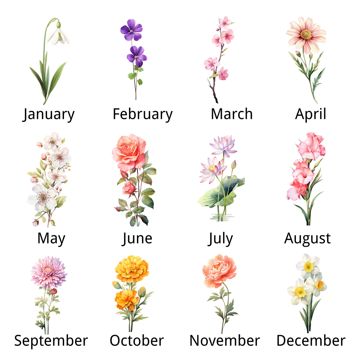 Birthday Flowers and Name Ceramic Ring Plate Jewelry Plate Necklace Storage