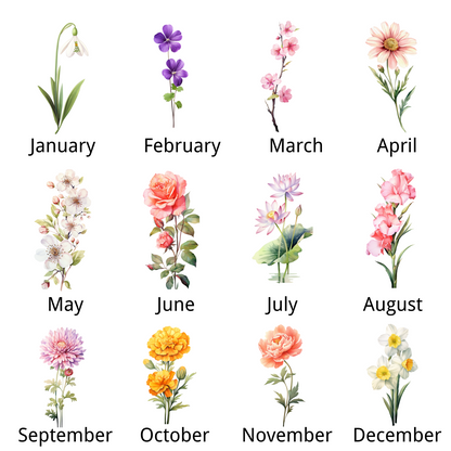 Birthday Flowers and Name Ceramic Ring Plate Jewelry Plate Necklace Storage