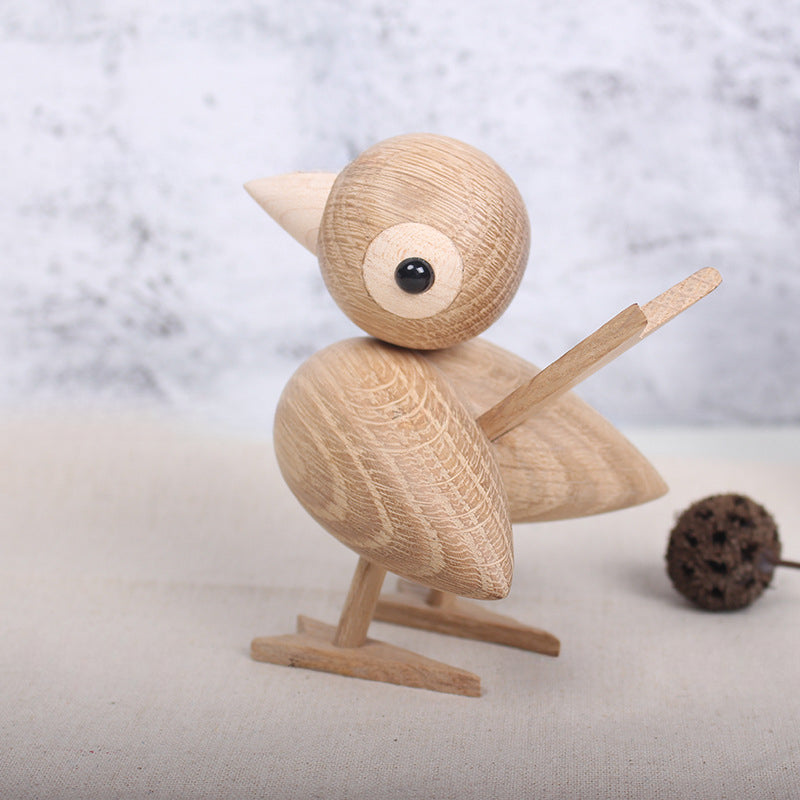 Puppet solid wood creative wood handicrafts sparrow European home decoration bird living room ornament