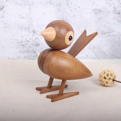 Puppet solid wood creative wood handicrafts sparrow European home decoration bird living room ornament