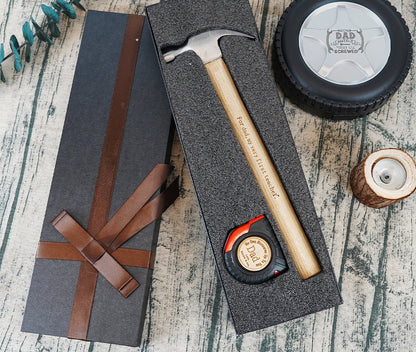 Father's Day Gift Tape Measure Hammer Set Household Hammer Wooden Handle Croissant Hammer