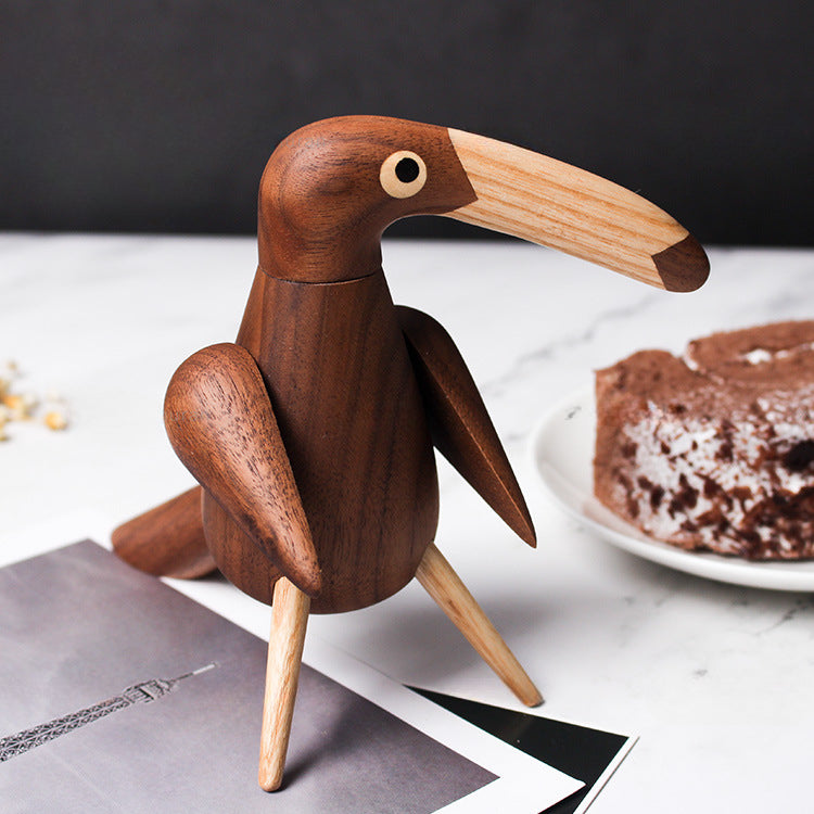 Nordic puppet model house toucan creative home gift walnut hornbill wooden bird ornament wholesale