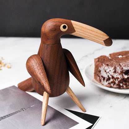 Nordic puppet model house toucan creative home gift walnut hornbill wooden bird ornament wholesale