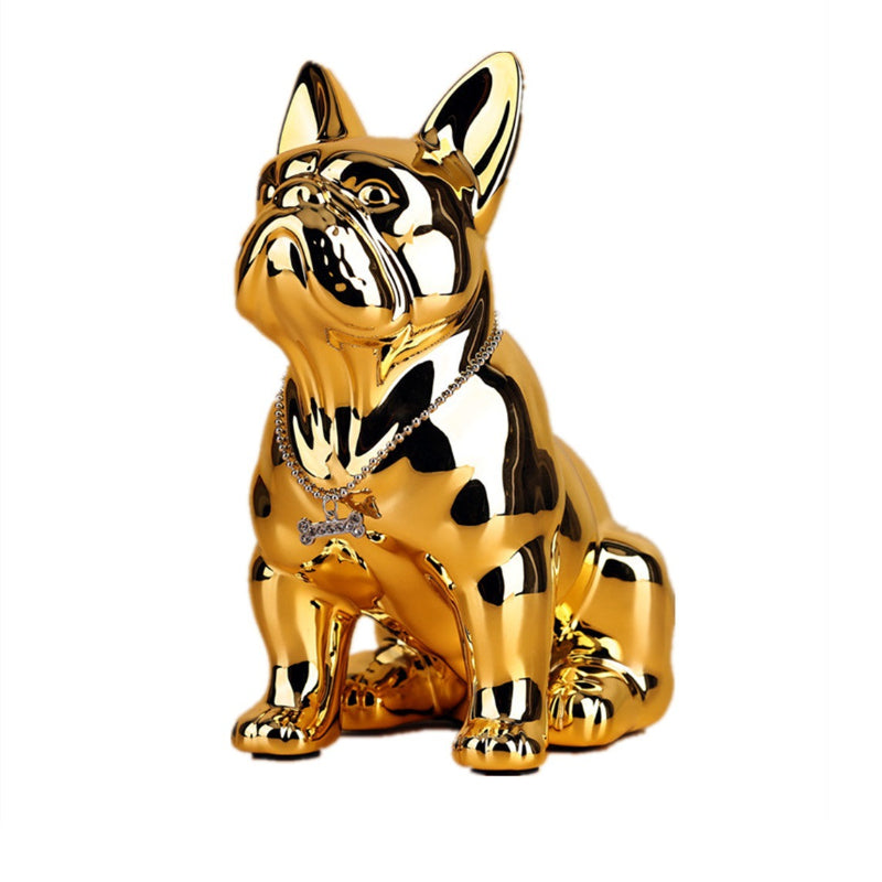 Electroplating French bulldog sculpture Nordic style modern Internet celebrity decoration entrance store lucky ornament