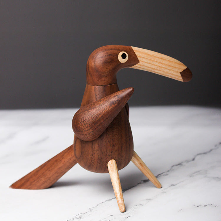 Nordic puppet model house toucan creative home gift walnut hornbill wooden bird ornament wholesale