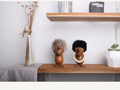 Wooden doll cartoon character puppet creative home decoration products wooden hairy man ornament solid wood ornament