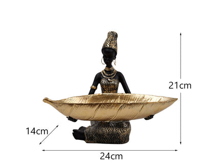 African black woman fruit plate resin home fruit plate ornament Thai style desktop storage ornament