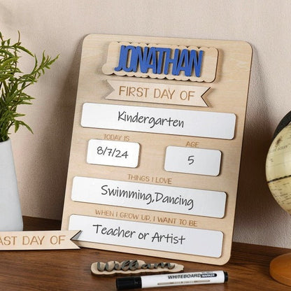 sign name custom School season double-layer wood  first day of school commemorative board