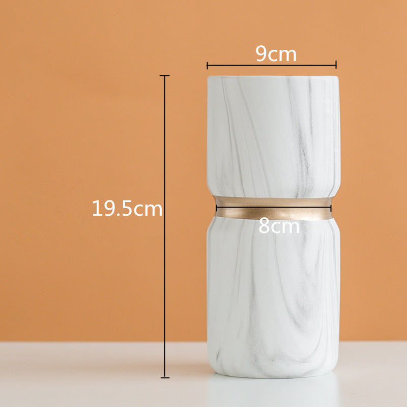 Water transfer marble vase, simple home ceramic flower arrangement, creative decoration
