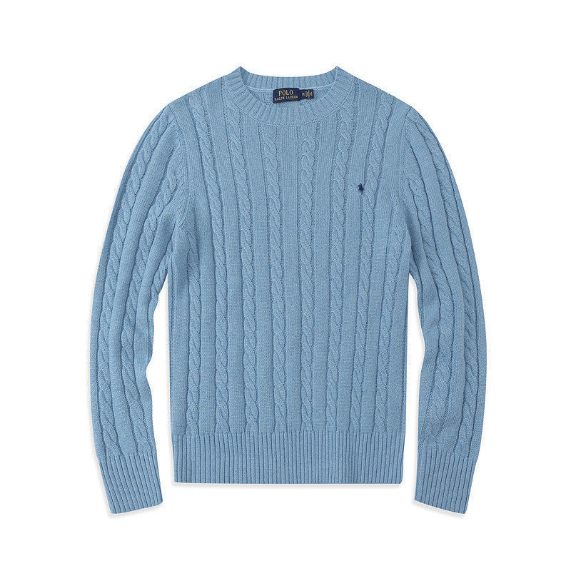 Crew Neck Pullover Fashion Jacket Knitted Sweater Casual Pony Sweater