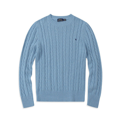 Crew Neck Pullover Fashion Jacket Knitted Sweater Casual Pony Sweater
