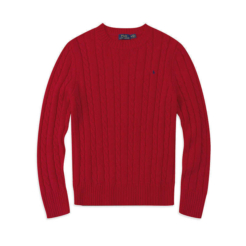 Crew Neck Pullover Fashion Jacket Knitted Sweater Casual Pony Sweater