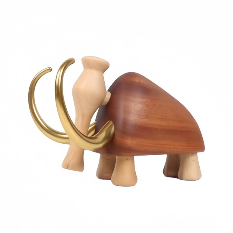 Solid wood carving mammoth creative home decoration TV cabinet desktop ornament simple style wood handicraft