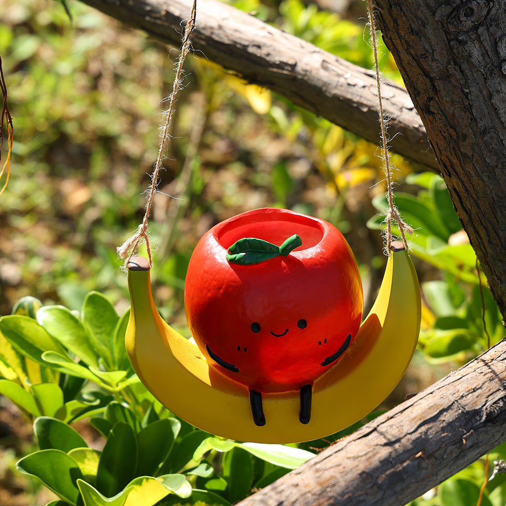Swing Fruit Flower Pot Ornament Home Creative Balcony Outdoor Hanging Ornament Resin Crafts