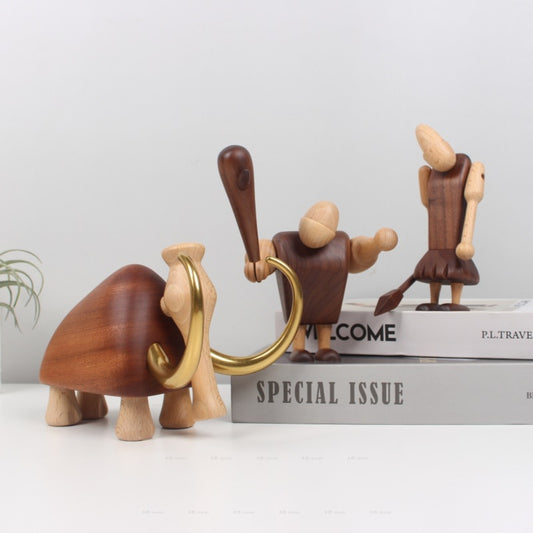 Solid wood carving mammoth creative home decoration TV cabinet desktop ornament simple style wood handicraft