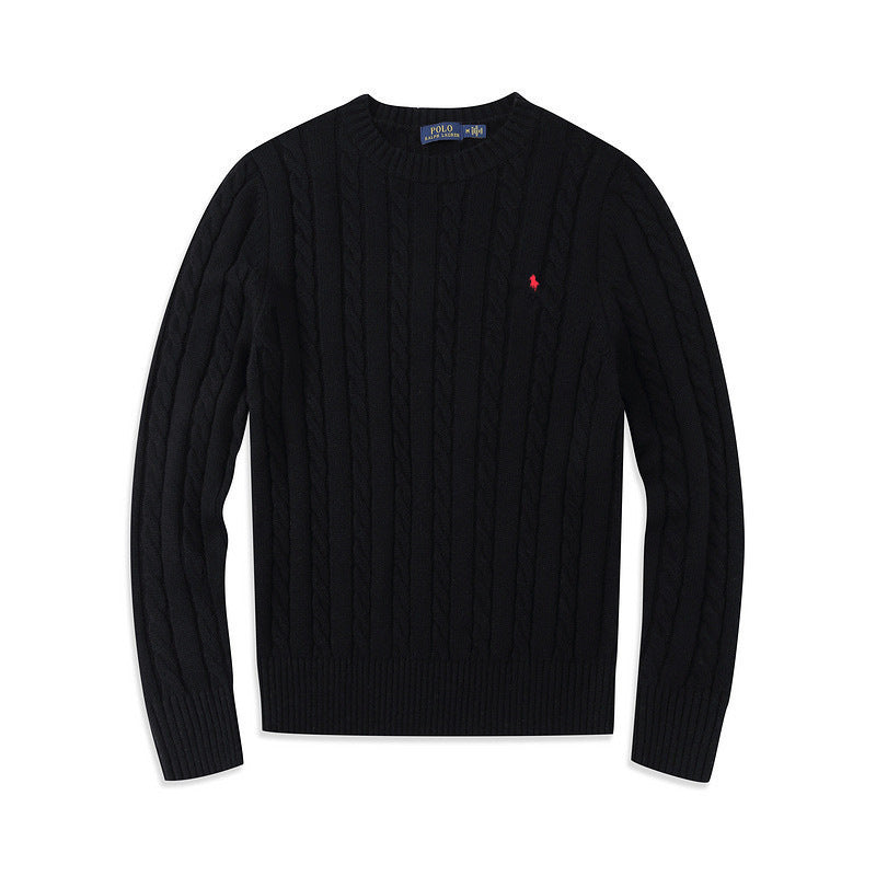 Crew Neck Pullover Fashion Jacket Knitted Sweater Casual Pony Sweater