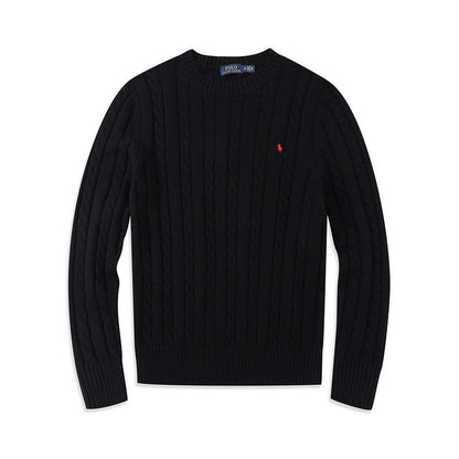 Crew Neck Pullover Fashion Jacket Knitted Sweater Casual Pony Sweater