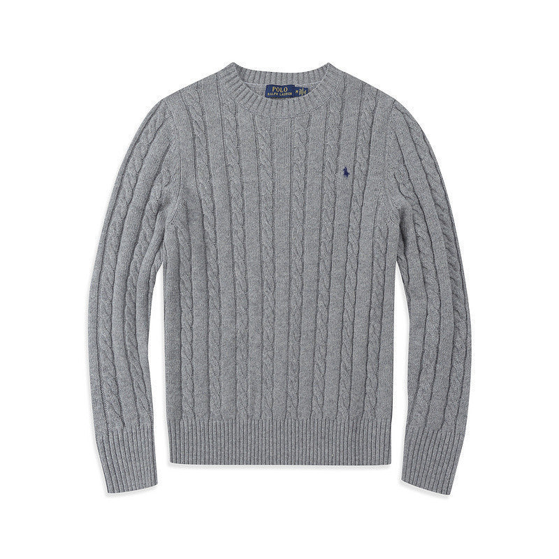 Crew Neck Pullover Fashion Jacket Knitted Sweater Casual Pony Sweater