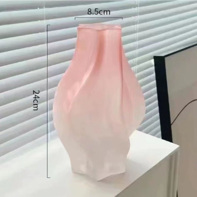 Modern simple frosted glass vase personalized creative living room office home flower arrangement ornament decorative crafts
