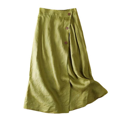Bust skirt women's summer new casual A-shaped skirt summer cotton and linen medium and long elastic waist swing skirt