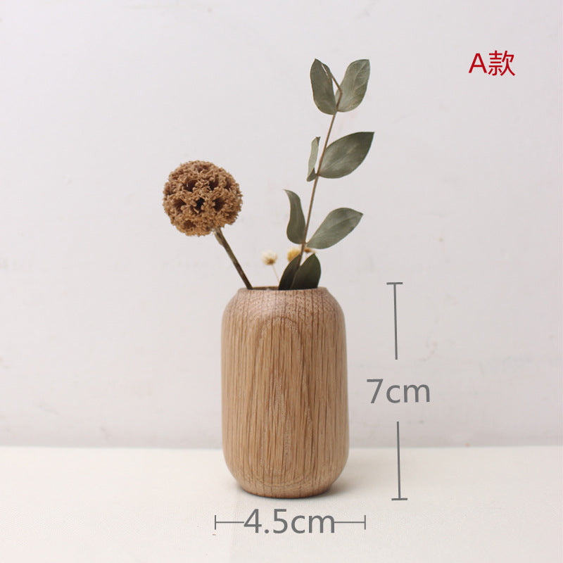 Japanese groceries, solid wood dried flowers, wooden handicrafts, wooden ins vases, silent wind home decoration ornaments