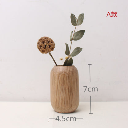 Japanese groceries, solid wood dried flowers, wooden handicrafts, wooden ins vases, silent wind home decoration ornaments