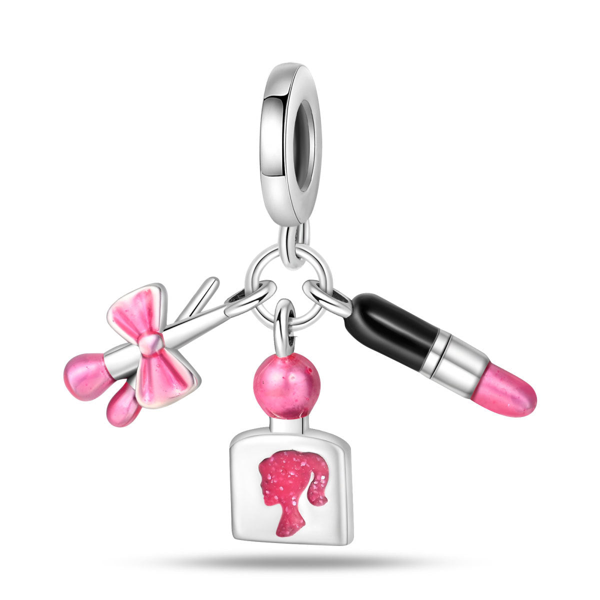 Bobby Pink Fashion Beauty Charm Beads DIY Jewelry Accessories Bracelet Copper Plated 925 Silver