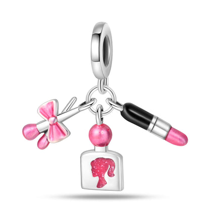 Bobby Pink Fashion Beauty Charm Beads DIY Jewelry Accessories Bracelet Copper Plated 925 Silver
