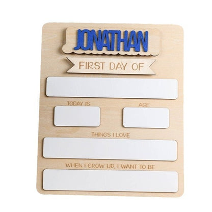 sign name custom School season double-layer wood  first day of school commemorative board