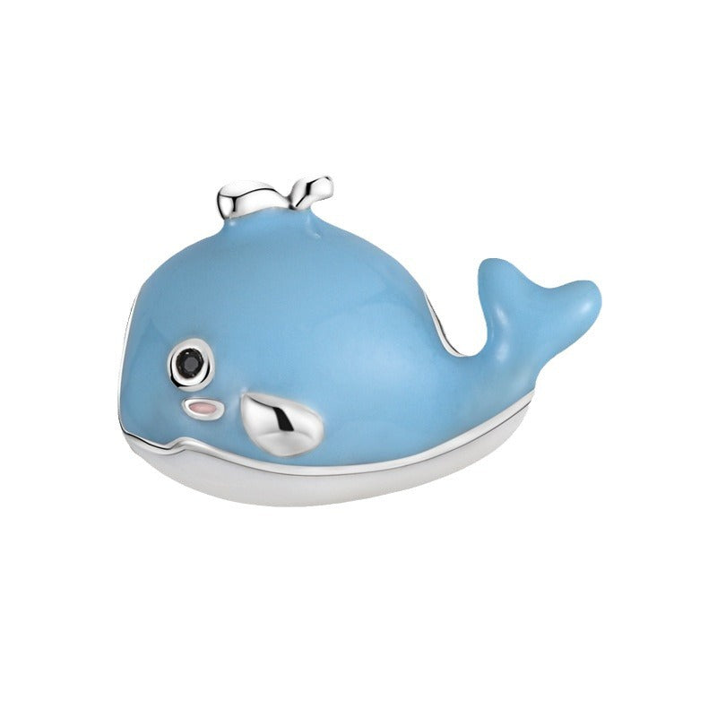 Ocean Wind Dolphin Whale Pendant Beads Copper Plated 925 Silver DIY Beads Bracelet Necklace