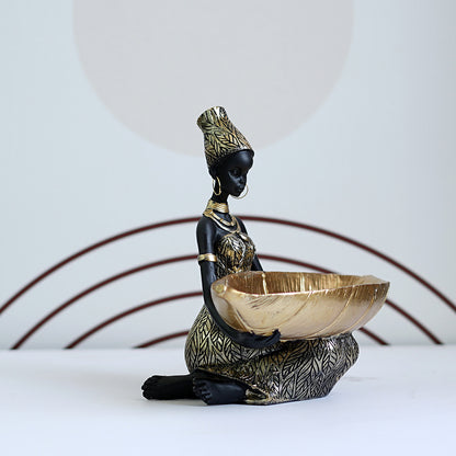 African black woman fruit plate resin home fruit plate ornament Thai style desktop storage ornament