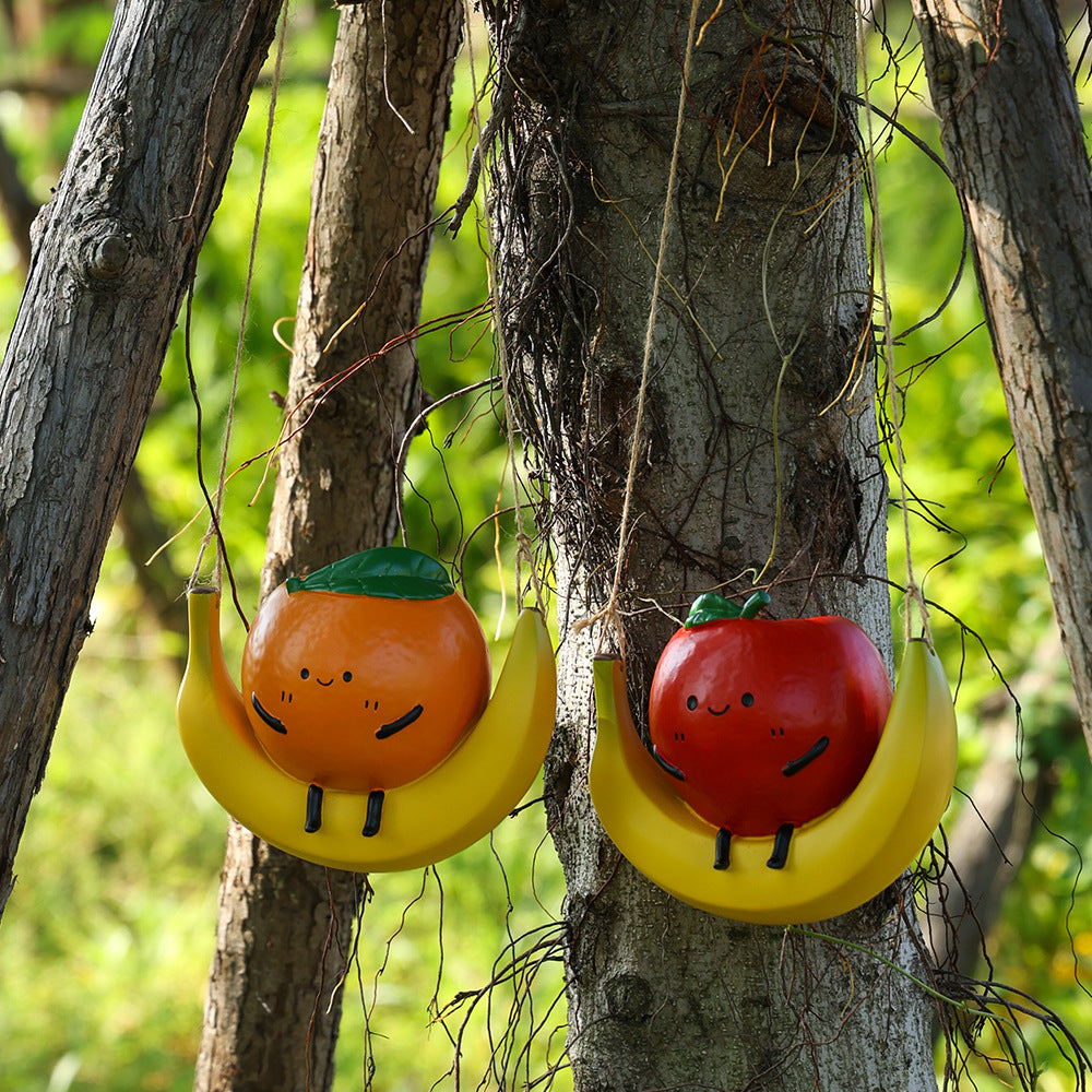 Swing Fruit Flower Pot Ornament Home Creative Balcony Outdoor Hanging Ornament Resin Crafts