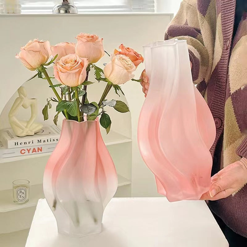 Modern simple frosted glass vase personalized creative living room office home flower arrangement ornament decorative crafts