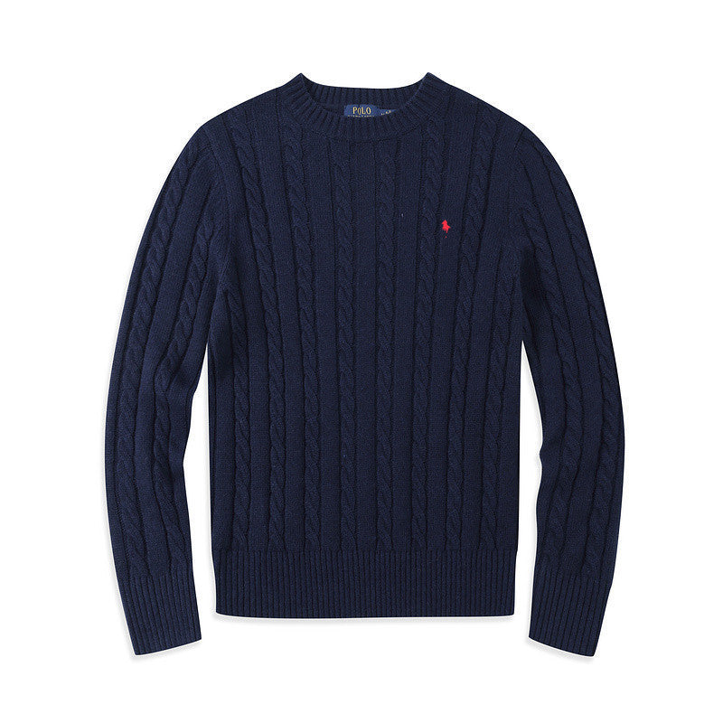 Crew Neck Pullover Fashion Jacket Knitted Sweater Casual Pony Sweater