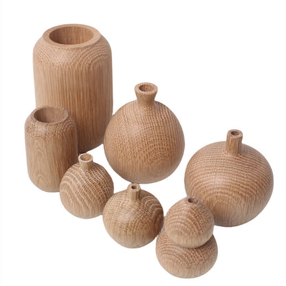 Japanese groceries, solid wood dried flowers, wooden handicrafts, wooden ins vases, silent wind home decoration ornaments