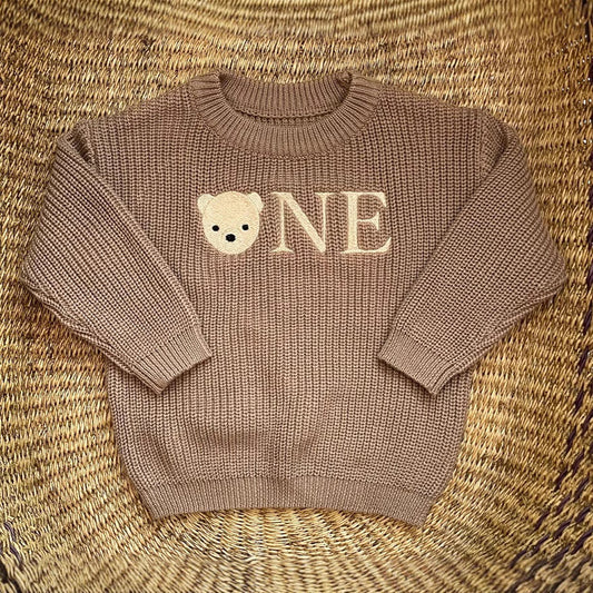 Embroidered 1st Birthday Sweater, Name Embroidery, Children's Sweater, Pure Cotton, Baby, 1st Year Wild One
