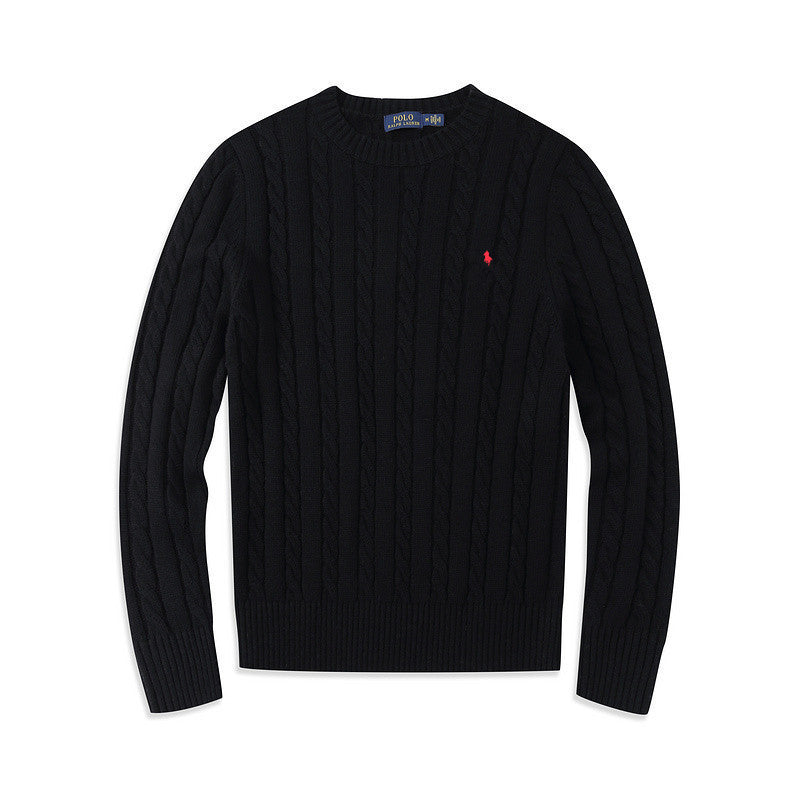 Crew Neck Pullover Fashion Jacket Knitted Sweater Casual Pony Sweater