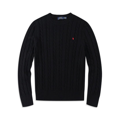 Crew Neck Pullover Fashion Jacket Knitted Sweater Casual Pony Sweater
