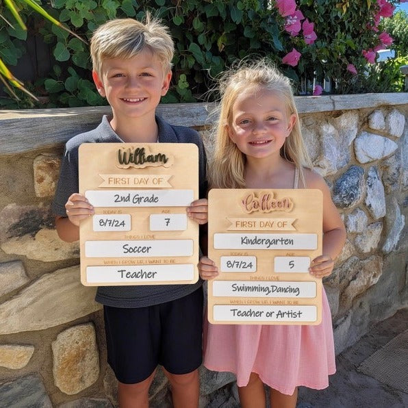 sign name custom School season double-layer wood  first day of school commemorative board