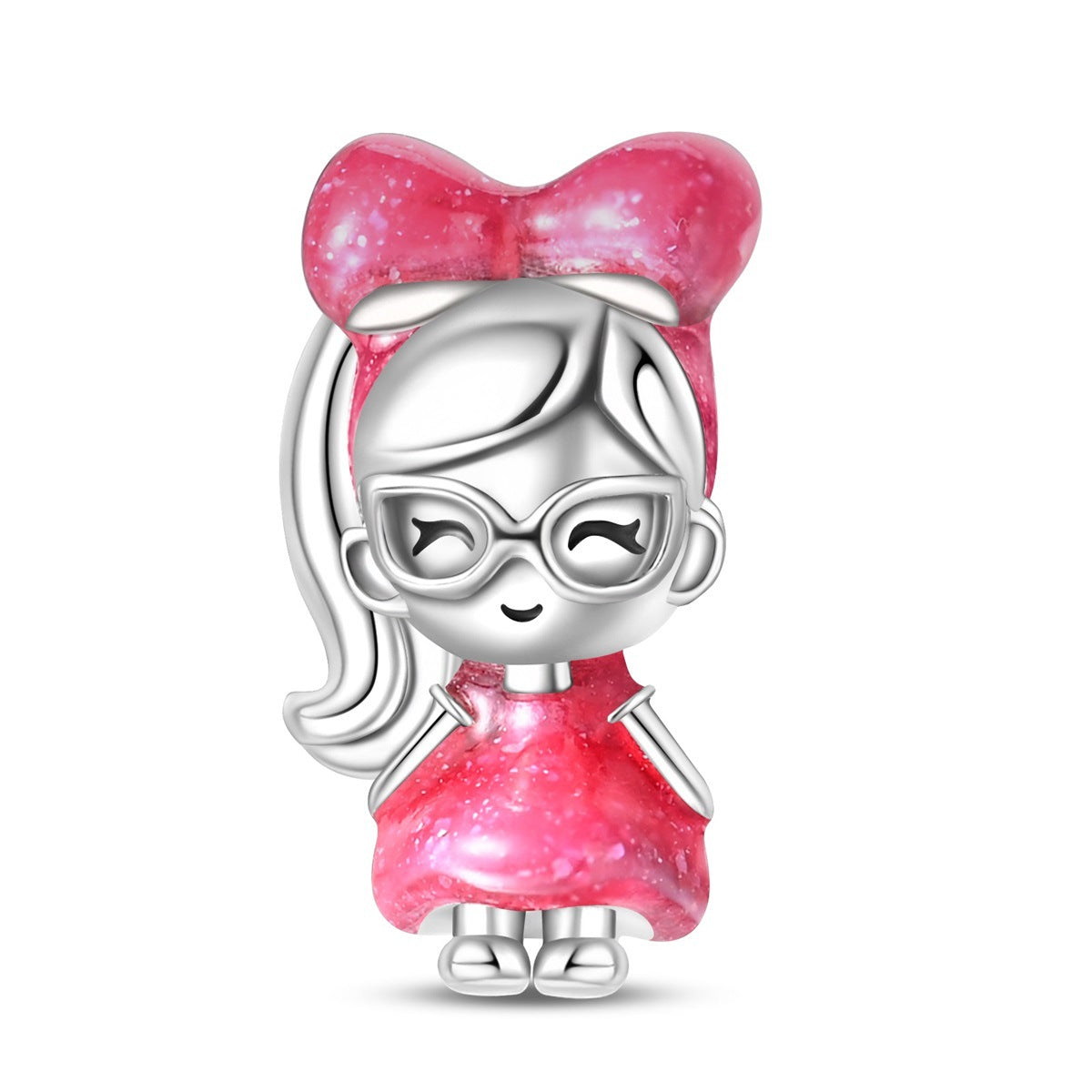 Bobby Pink Fashion Beauty Charm Beads DIY Jewelry Accessories Bracelet Copper Plated 925 Silver