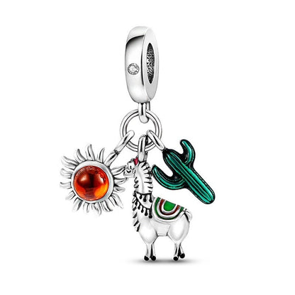 Cactus pendant white copper silver plated pendant Pan family beads DIY bracelet necklace female