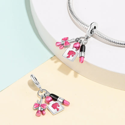 Bobby Pink Fashion Beauty Charm Beads DIY Jewelry Accessories Bracelet Copper Plated 925 Silver
