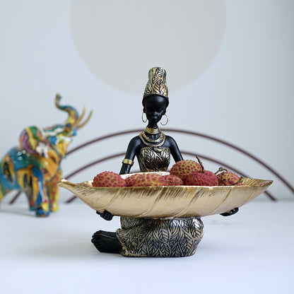African black woman fruit plate resin home fruit plate ornament Thai style desktop storage ornament