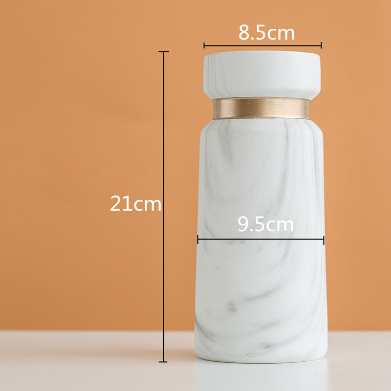 Water transfer marble vase, simple home ceramic flower arrangement, creative decoration