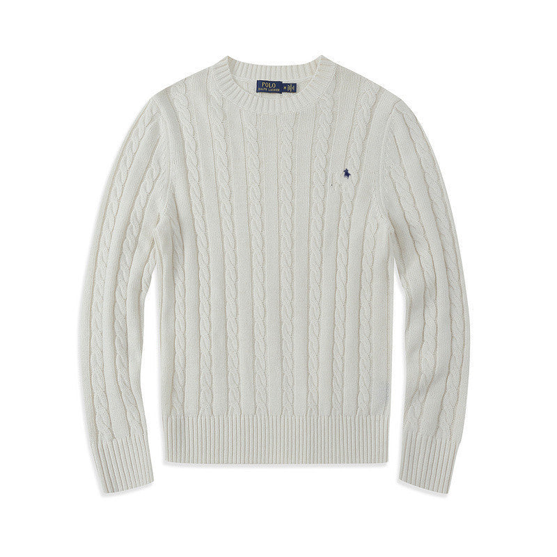 Crew Neck Pullover Fashion Jacket Knitted Sweater Casual Pony Sweater