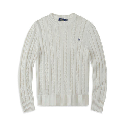 Crew Neck Pullover Fashion Jacket Knitted Sweater Casual Pony Sweater
