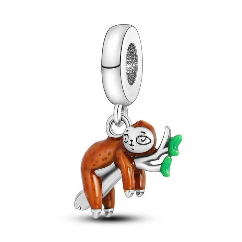 Copper-plated 925 silver beaded accessories DIY cute animal bracelet necklace pendant gift